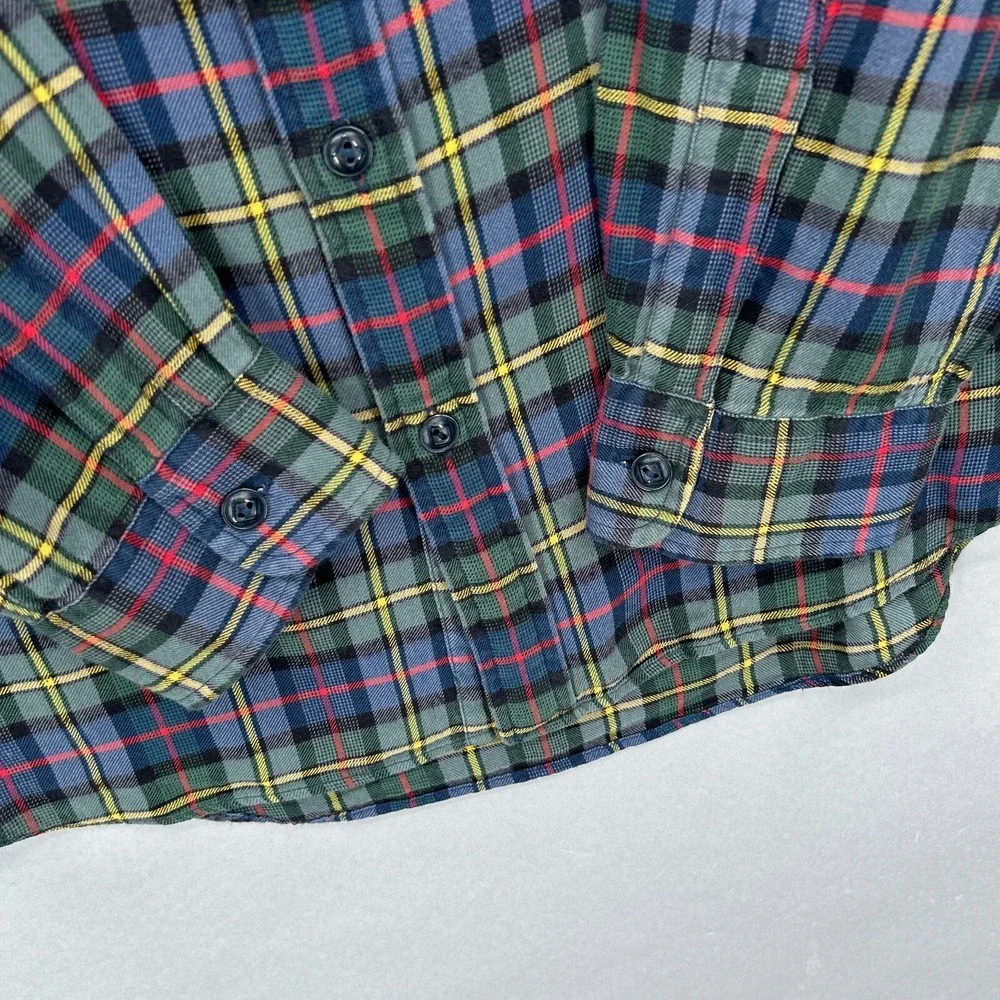Polo Ralph Lauren Shirt Mens Medium Green Red Plaid Button Down Workshirt Tartan